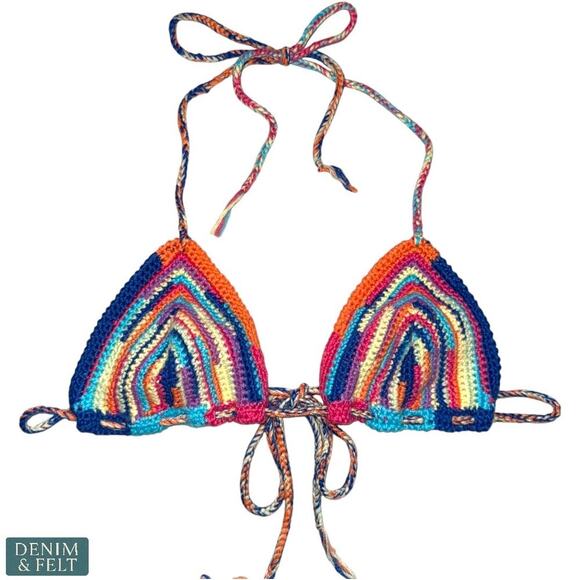 Canessa Rainbow Love Crochet Bikini Set Cashmere Knit Swimwear Size S NEW/NWT!! - Picture 2 of 9
